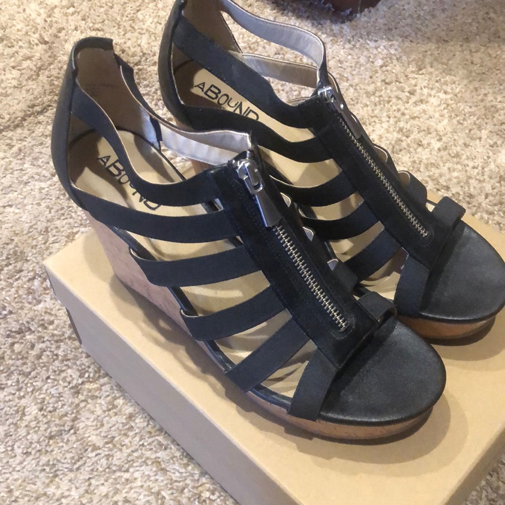 Zip up platform wedge sandals